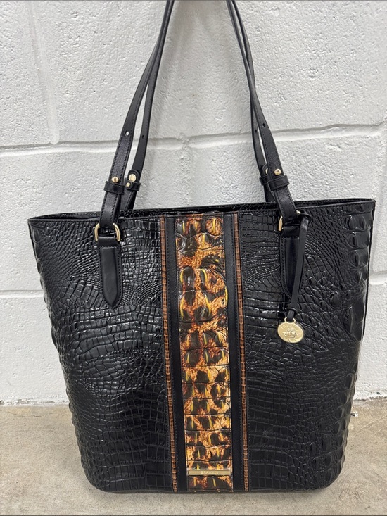 Brahmin Handbags - Brahmin Black Croc “Ezra untamed Kairos” Tote with Leopard-Print Center Panel